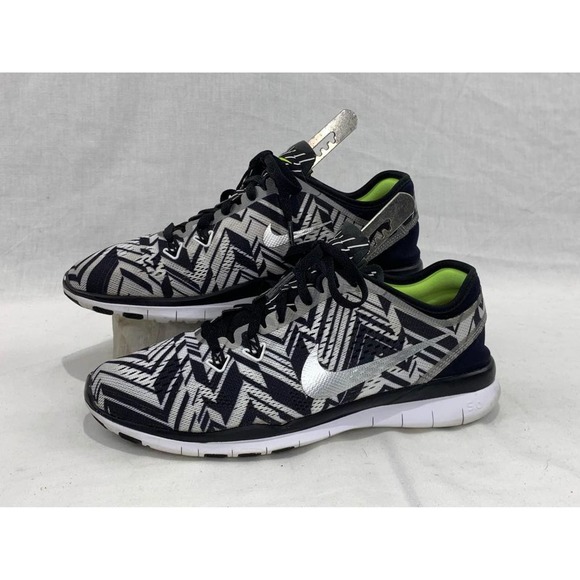Nike Free 5.0 TR Running Trainers Shoes Black/White Pattern Women’s Size 6.5 - Picture 1 of 8